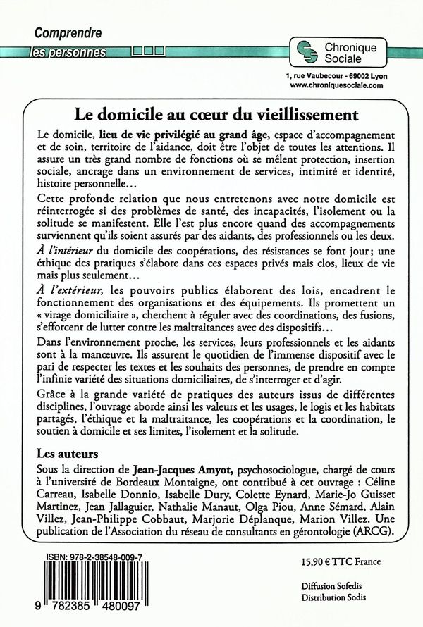 Quatrième de couverture de « Le domicile au coeur du vieillissement »