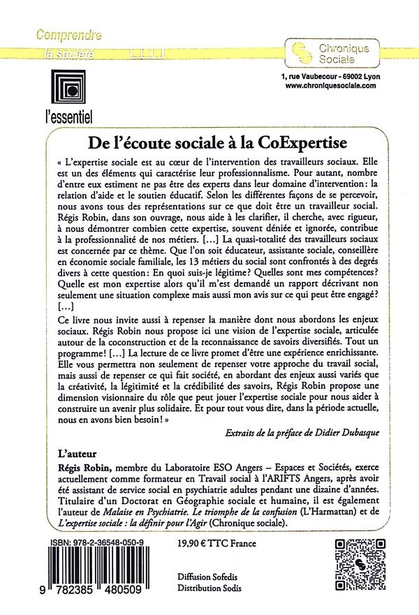 Quatrième de couverture de « De l'écoute sociale à la coexpertise »