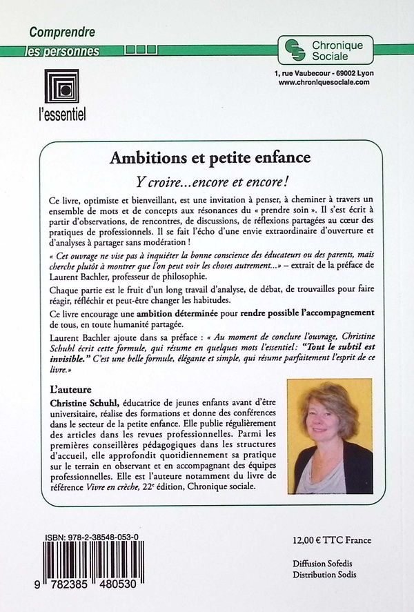 Quatrième de couverture de « Ambitions et petite enfance : y croire, encore et encore ! »