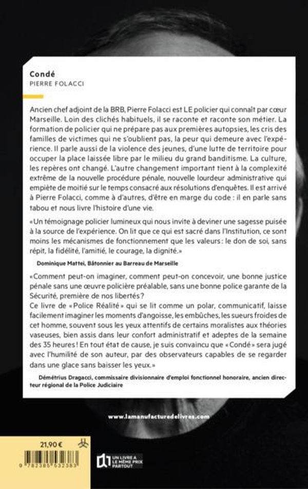 Quatrième de couverture de « CONDE - UN CORSE A LA PJ »