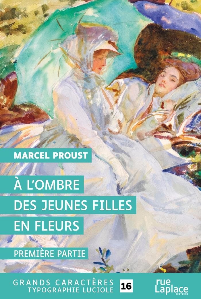 Couverture du livre « À l'ombre des jeunes filles en fleurs : première partie » de Marcel Proust, librairie Les Contes Infusés à Corte