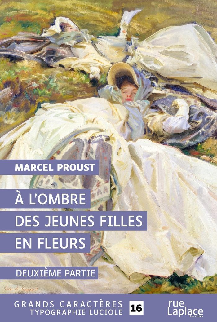 Couverture du livre « À l'ombre des jeunes filles en fleurs : deuxième partie » de Marcel Proust, librairie Les Contes Infusés à Corte