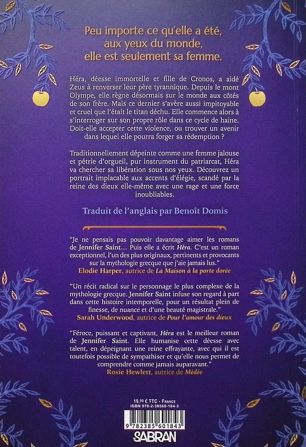 Quatrième de couverture de « HERA (BROCHE) »