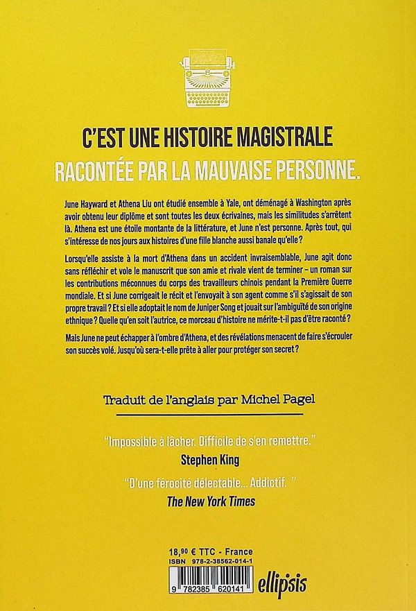 Quatrième de couverture de « Yellowface »