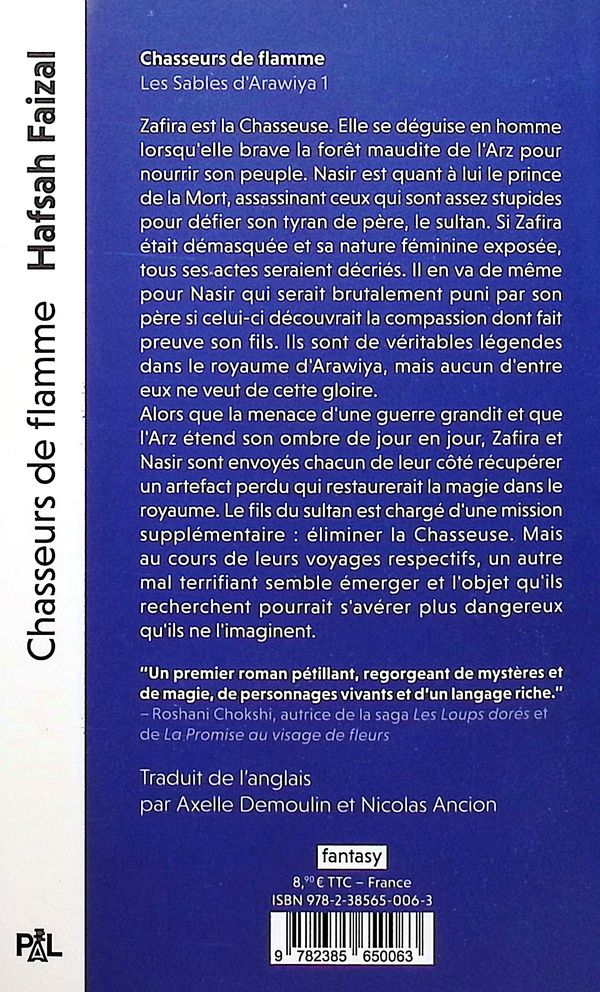 Quatrième de couverture de « LES SABLES D'ARAWIYA - TOME 01 CHASSEURS DE FLAMME (POCHE) - VOL01 »