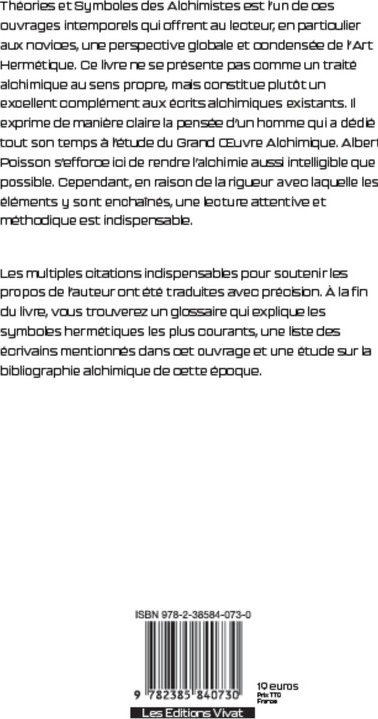 Quatrième de couverture de « Théories et symboles des alchimistes »
