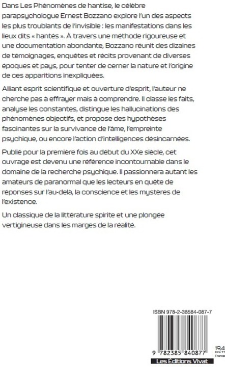 Quatrième de couverture de « Les phénomènes de hantise »