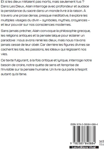 Quatrième de couverture de « Les dieux »