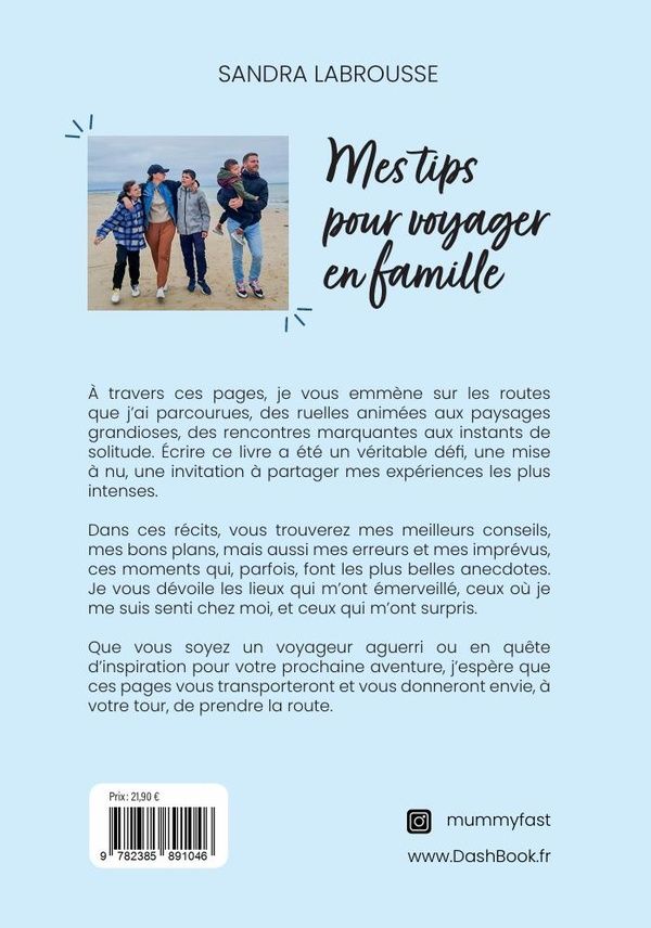Quatrième de couverture de « Mes tips pour voyager en famille »