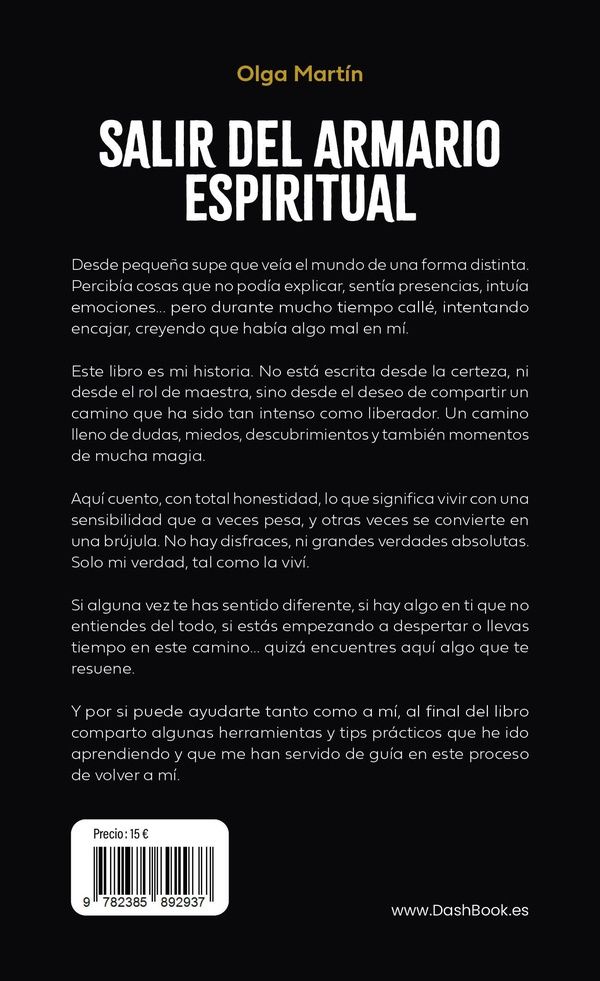 Quatrième de couverture de « SALIR DEL ARMARIO ESPIRITUAL - HISTORIA DE UNA MEDIUM - EDITION BILINGUE »