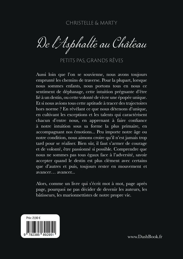 Quatrième de couverture de « De l'asphalte au château : petits pas, grands rêves »