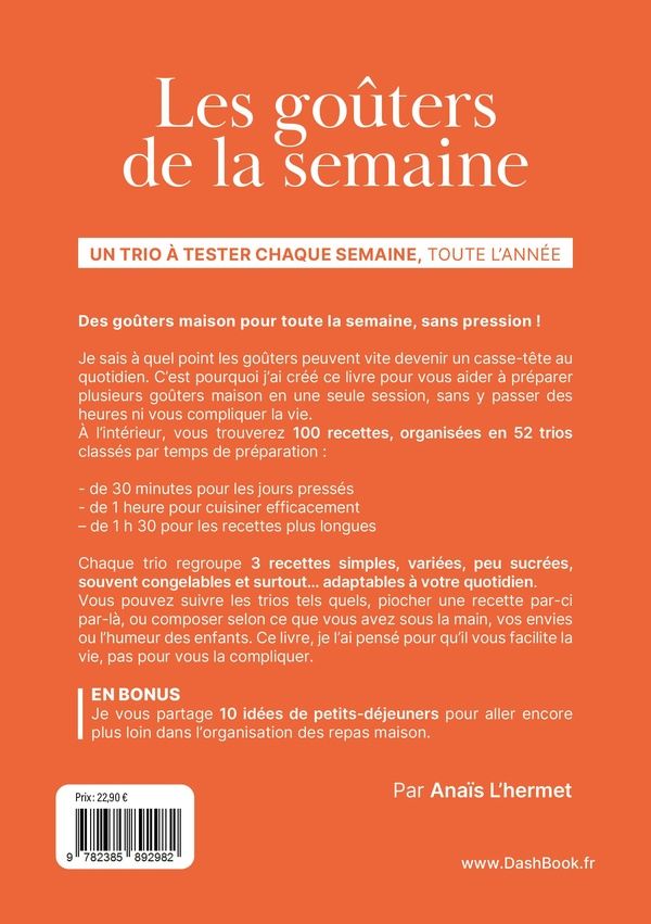 Quatrième de couverture de « LES GOUTERS DE LA SEMAINE - 52 TRIOS A SAVOURER TOUTE L'ANNEE »