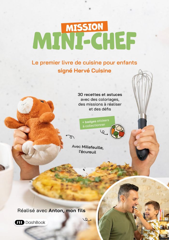 Couverture du livre « Mission mini-chef : le premier livre de cuisine pour enfants » de Hervé Cuisine, librairie Les Contes Infusés à Corte