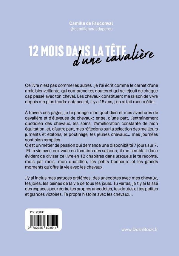 Quatrième de couverture de « 12 mois dans la tête d'une cavalière »