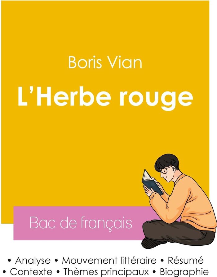 Couverture du livre « REUSSIR SON BAC DE FRANCAIS 2026 : ANALYSE DU ROMAN L'HERBE ROUGE DE BORIS VIAN » de Boris Vian, librairie Les Contes Infusés à Corte