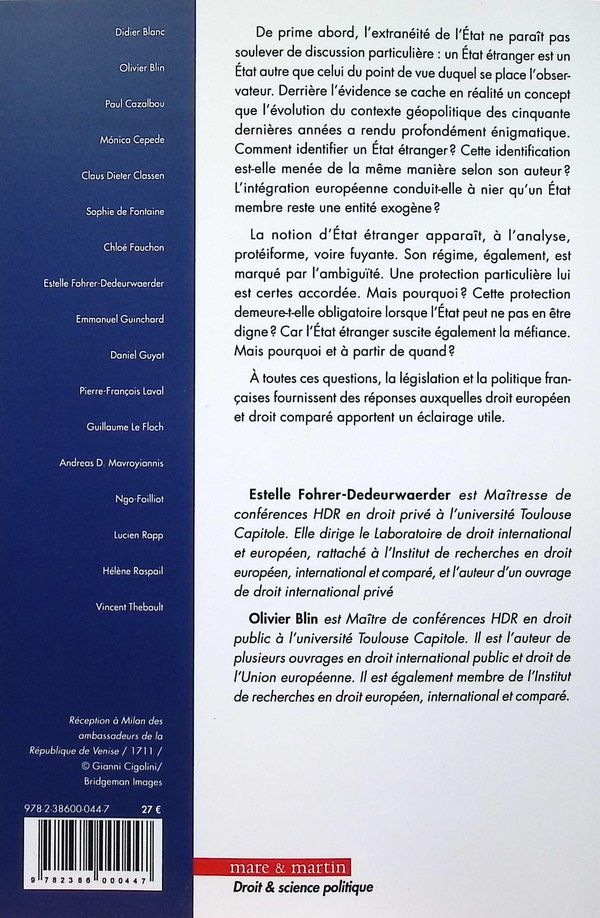 Quatrième de couverture de « L' Etat étranger : approches juridiques plurielles »