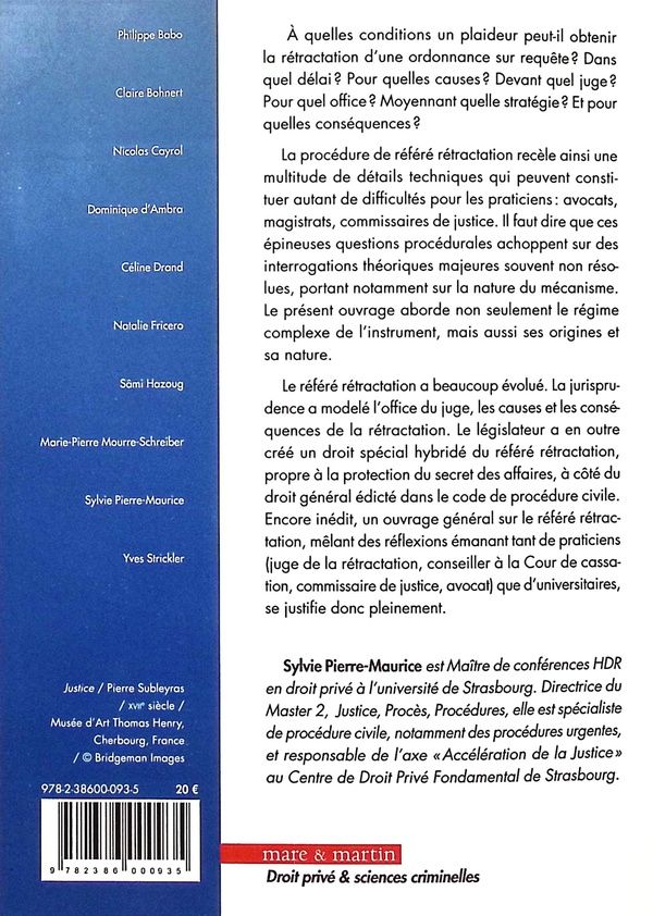 Quatrième de couverture de « Le référé rétractation : mécanisme juridique insolite ? »