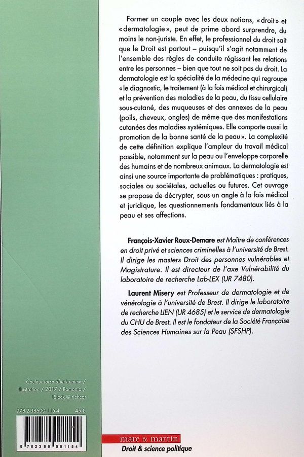 Quatrième de couverture de « Droit & dermatologie »