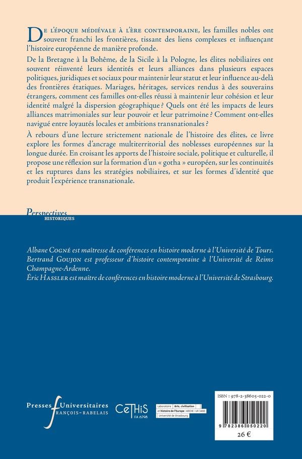 Quatrième de couverture de « Les noblesses transnationales en Europe (XIIIe-XXe siècle) : XIIIe-XXe siècle »