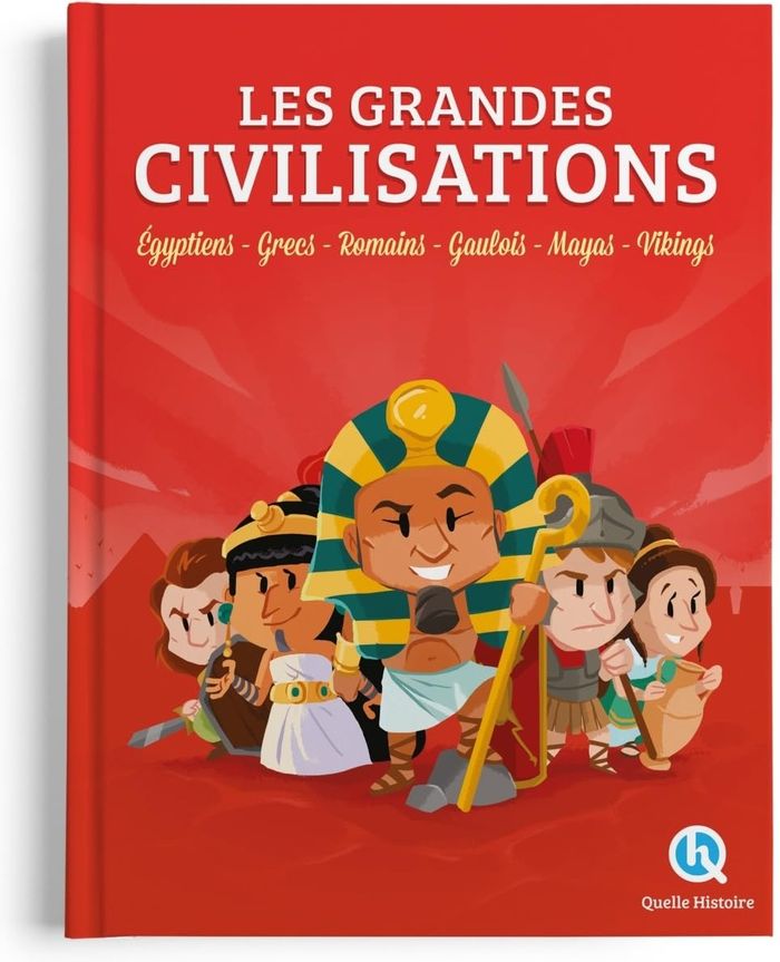 Couverture du livre « Les grandes civilisations : Égyptiens, Grecs, Romains, Gaulois, Mayas, Vikings » de Patricia Crété, librairie Les Contes Infusés à Corte