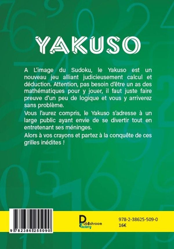 Quatrième de couverture de « YAKUSO, LE NOUVEAU JEU DE LOGIQUE »