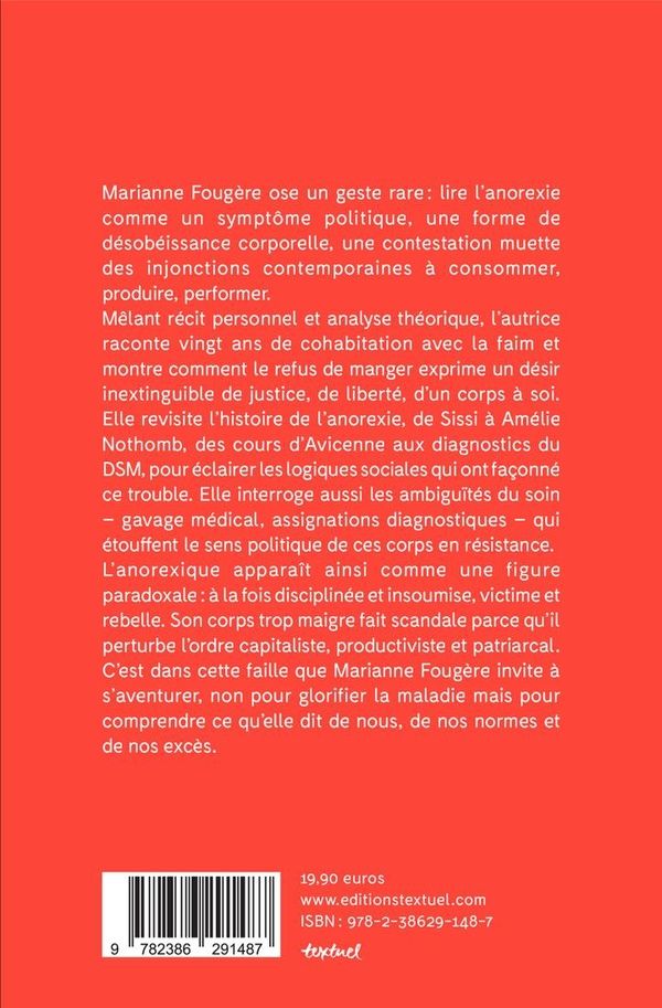 Quatrième de couverture de « L'anorexie, pathologie du capitalisme »