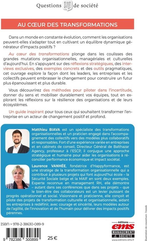 Quatrième de couverture de « Au coeur des transformations : cultiver un équilibre dynamique pour générer des impacts positifs »