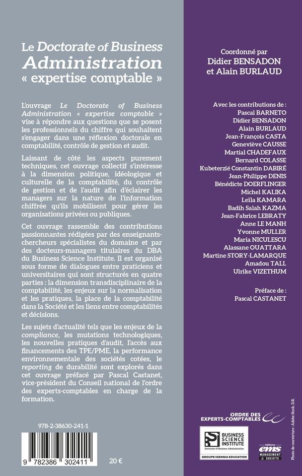 Quatrième de couverture de « Le doctorate of business administration, expertise comptable : former par la recherche les professionnels du chiffre »