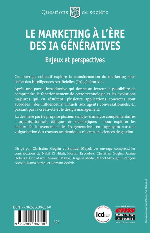 Quatrième de couverture de « Le marketing à l'ère des IA génératives : enjeux et perspectives »