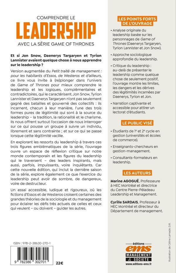 Quatrième de couverture de « Comprendre le leadership : avec la série Game of thrones »