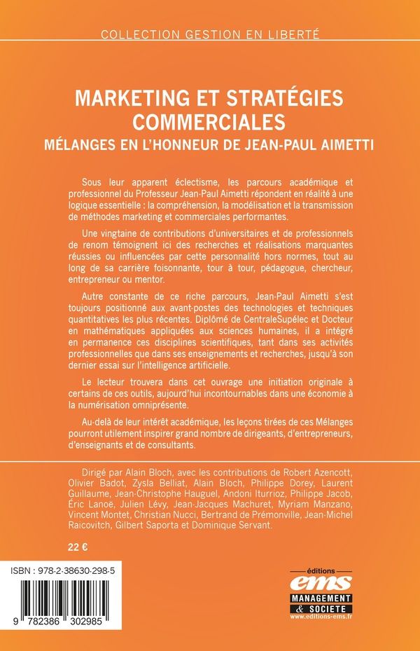 Quatrième de couverture de « Marketing et stratégies commerciales : penser, former, entreprendre à l'ère de l'intelligence artificielle »