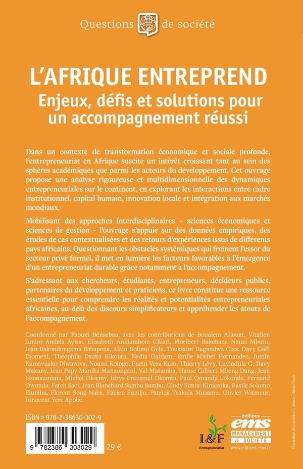 Quatrième de couverture de « L'Afrique entreprend : enjeux, défis et solutions pour un accompagnement réussi »