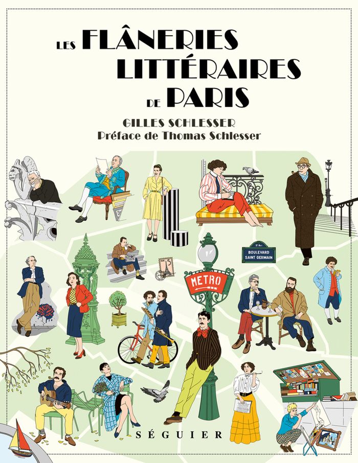 Couverture du livre « Les flâneries littéraires de Paris » de Gilles Schlesser, librairie Les Contes Infusés à Corte