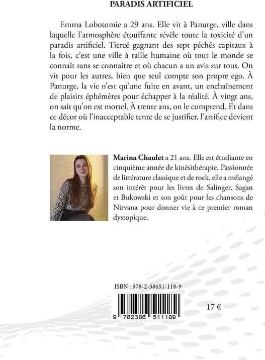 Quatrième de couverture de « PARADIS ARTIFICIEL »