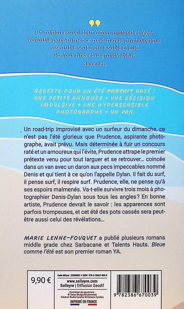 Quatrième de couverture de « Bleue comme l'été »