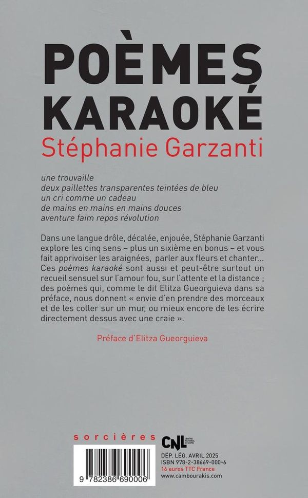 Quatrième de couverture de « Poèmes karaoké »