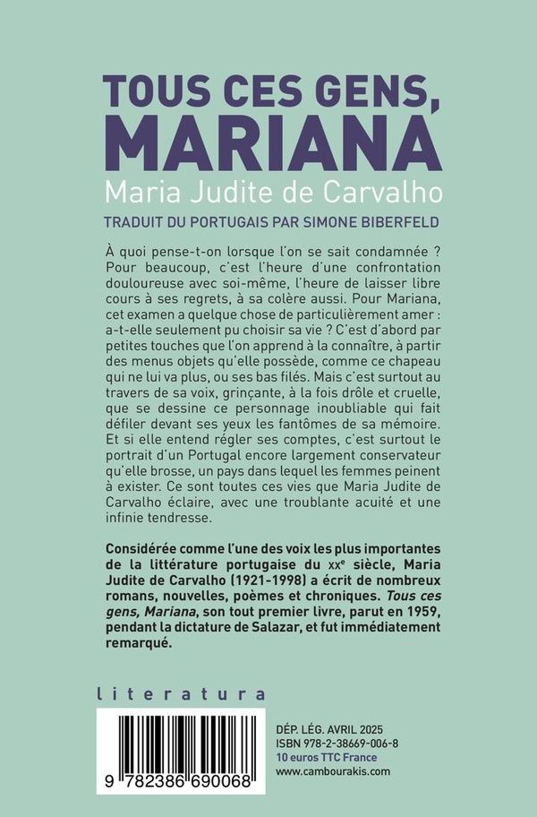 Quatrième de couverture de « Tous ces gens, Mariana »