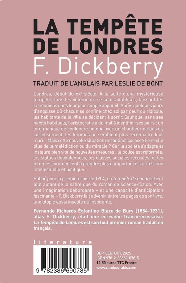 Quatrième de couverture de « La tempête de Londres : une rhapsodie sociale »