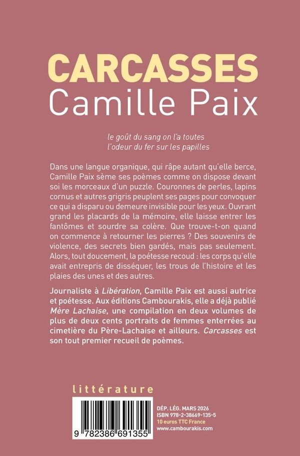 Quatrième de couverture de « Carcasses »