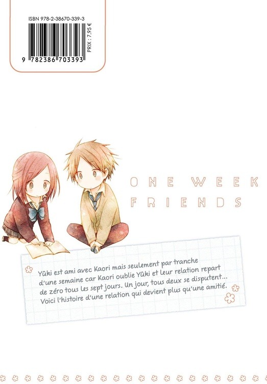 Quatrième de couverture de « One week friends »