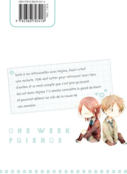 Quatrième de couverture de « ONE WEEK FRIENDS - TOME 04 »