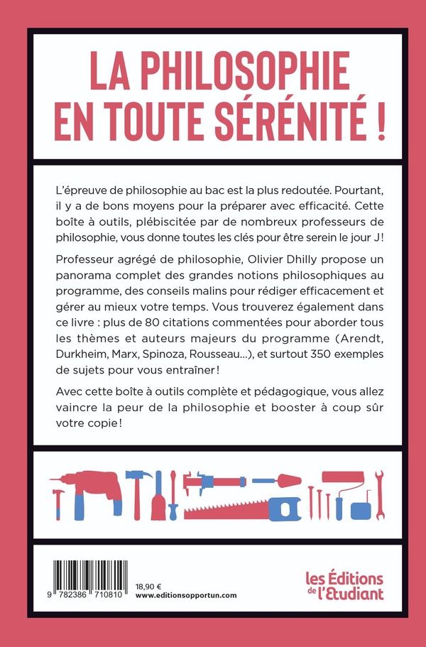Quatrième de couverture de « La boite à outils : spécial bac, philosophie, les notions, les sujets, les citations »