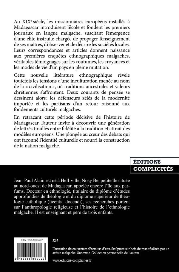 Quatrième de couverture de « Aux origines de la littérature ethnographique en langue malgache : l'inculturation en question »