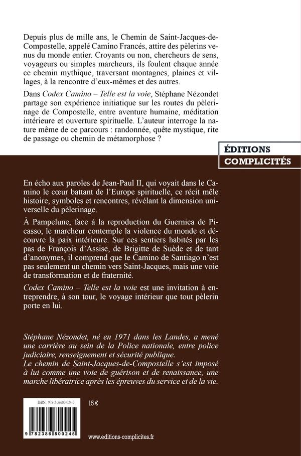 Quatrième de couverture de « Codex Camino : telle est la voie »