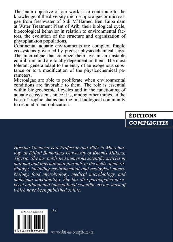 Quatrième de couverture de « Microscopic algae in freshwater : biological study and production »