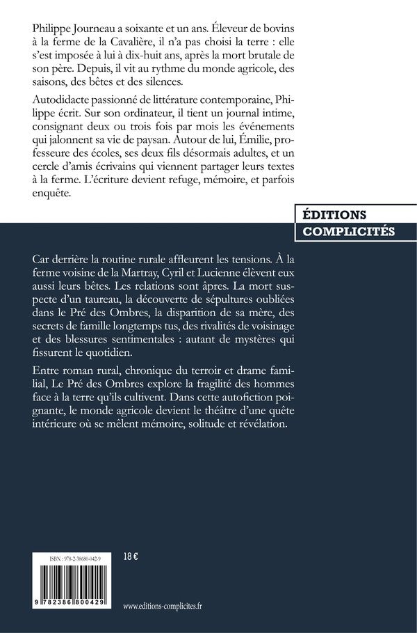 Quatrième de couverture de « Le pré des ombres : journal d'un paysan, 2021-2023 »