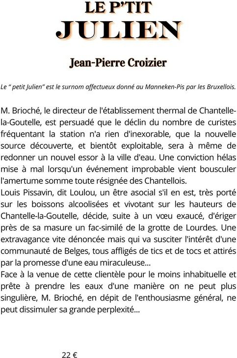 Quatrième de couverture de « Le p'tit Julien : roman »