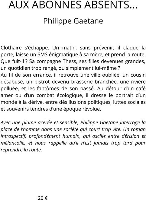 Quatrième de couverture de « AUX ABONNES ABSENTS »
