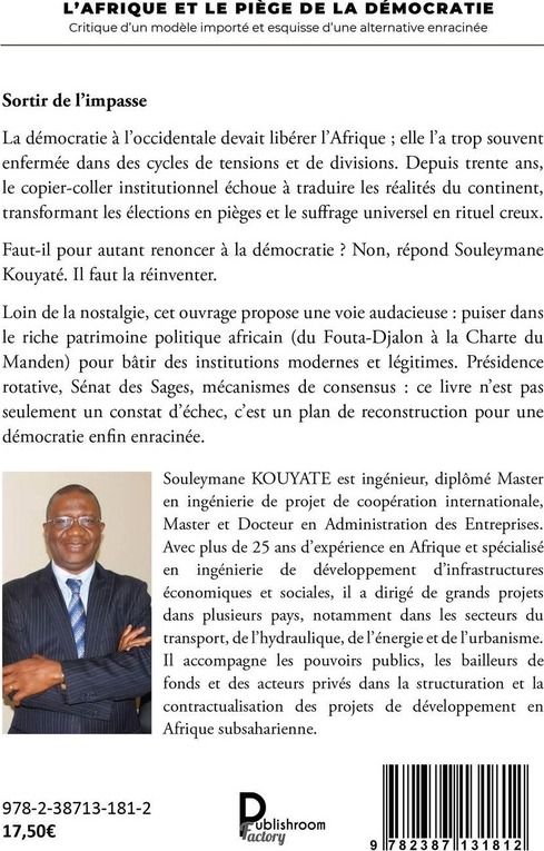 Quatrième de couverture de « L'Afrique et le piège de la démocratie : critique d'un modèle importé et esquisse d'une alternative enracinée »
