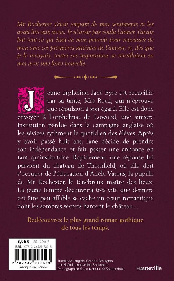 Quatrième de couverture de « Jane Eyre »